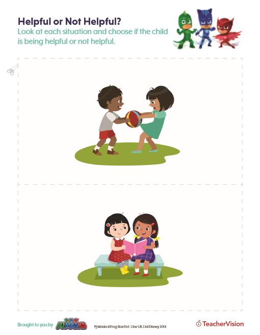 This activity is designed to be used with the PJ Masks Investigate Center Activity #1: Helpful or Not Helpful. 