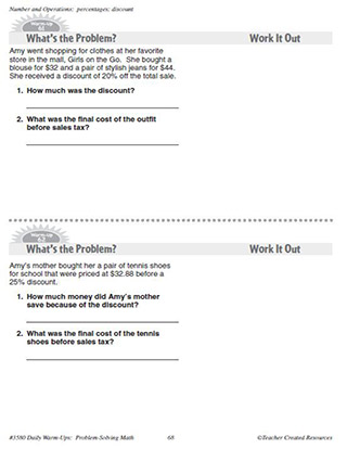 Numbers and Operation Daily Math Warm-Ups and Answer Key Grade 5-7