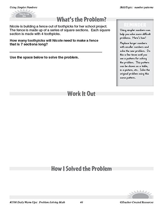 Using Simpler Numbers Daily Math Warm-Ups and Answer Key Grade 5-7