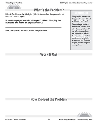 Using Simpler Numbers Daily Math Warm-Ups and Answer Key Grade 5-7