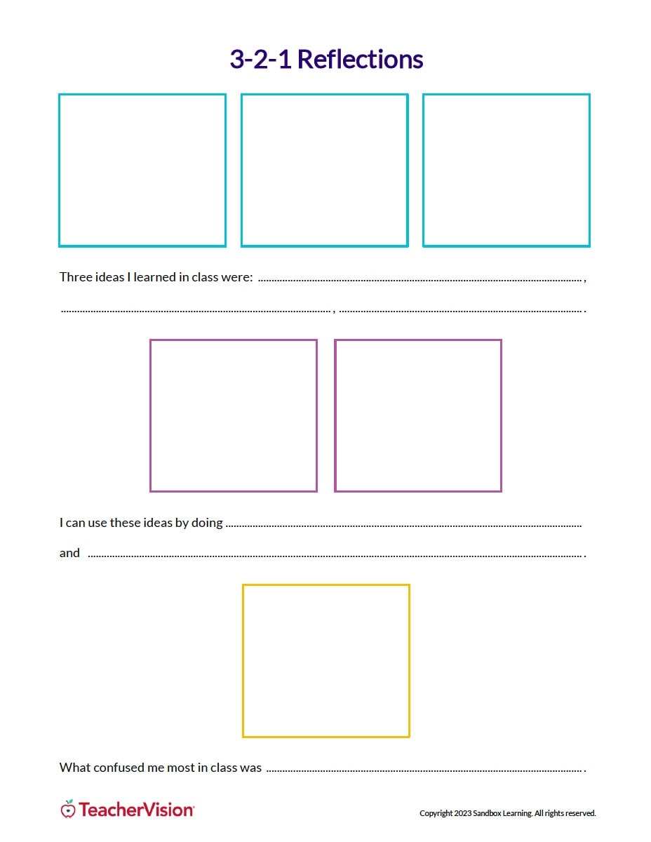 3-2-1 Reflection Graphic Organizer