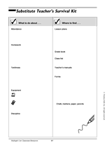 Substitute teacher survival kit template