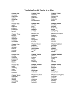 My Teacher Is an Alien Vocabulary List
