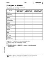 Changes in Matter: Vocabulary