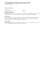 Investigate Activity: Investigating Sunlight and the Earth's Tilt