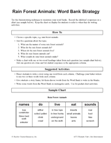 Rain Forest Animals: Word Bank Strategy
