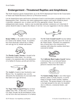 Endangerment -- Threatened Reptiles and Amphibians