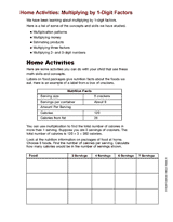 Home Activities: Multiplying by 1-Digit Factors
