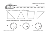 Math Warm-Up 127 for Gr. 1 & 2: Measurement & Geometry