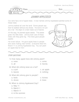 Johnny Appleseed Reading Warm-Up