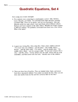 Quadratic Equations, Set 4