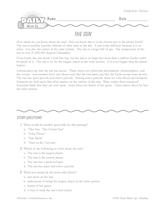 Science Reading Warm-Up: The Sun