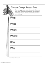 Curious George Rides a Bike: Newspaper Article