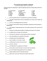Environment & Pollution: Matching Worksheet