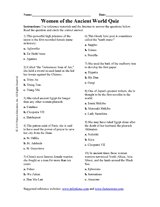 Women of the Ancient World Quiz