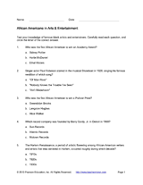 African-Americans in Arts & Entertainment Quiz