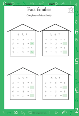 One-Digit Fact Families